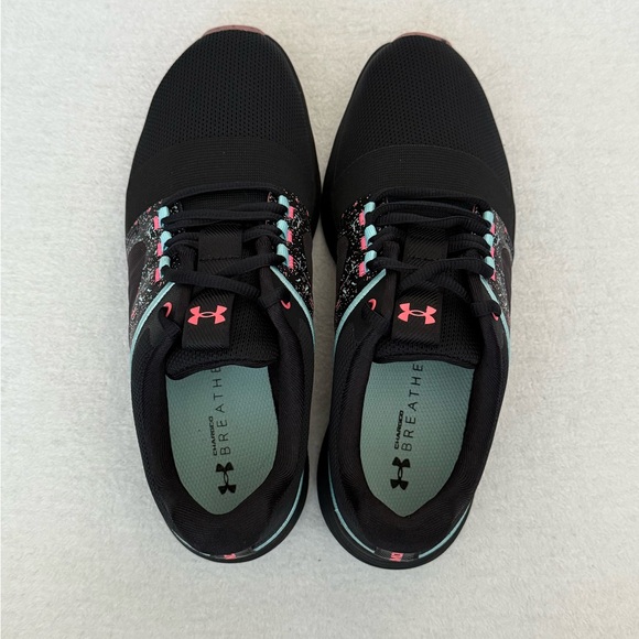 Under Armour Women's Charged Breathe Bliss PS Black Sneakers with Pink Accents - Picture 6 of 9